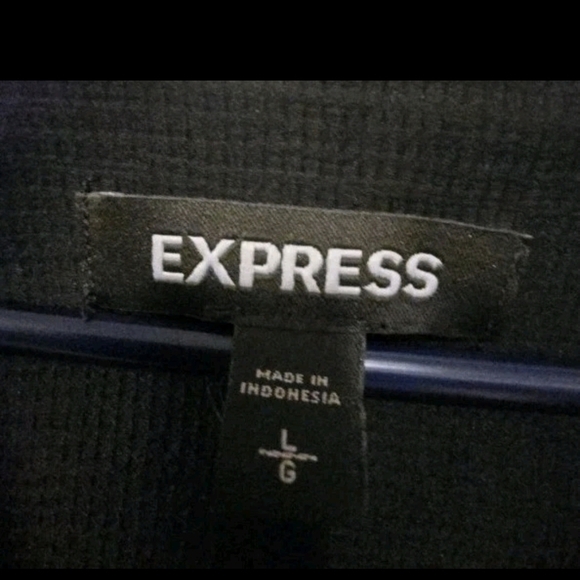 Express Black Button Front Blouse Women’s Large Long Sleeve Pleated V Neck Top - Picture 7 of 8